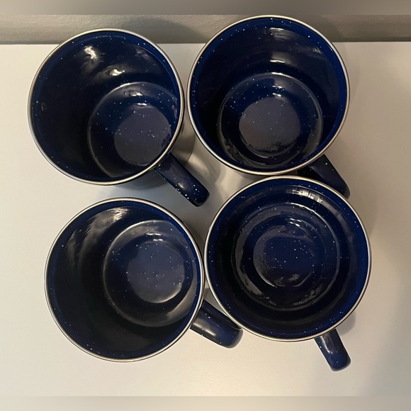 Blue enamel speckled metal mug set of 4 - Picture 3 of 4